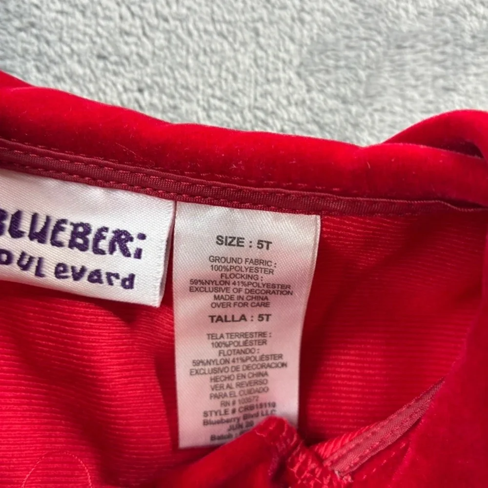 Blueberry Boulevard Girls Red Velvet Holiday Coat Dress Size 5T‎ EUC